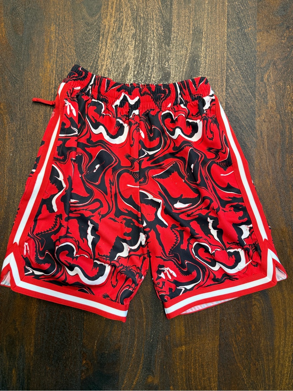 Nike Red, Black and White Patterned Kids XL Basketball Shorts